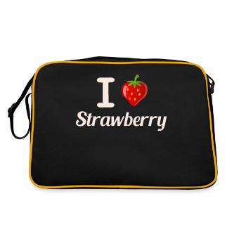 I love strawberrys strawberries gift love summer - Retro Bag - black/gold - Back