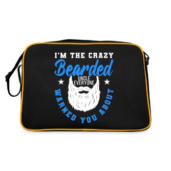 Crazy Bearded Uncle Funny Gift - Retro Tasche - Schwarz/Gold - Hinten