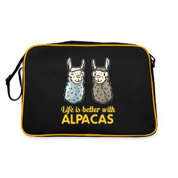 Alpaka - Retro Tasche - Schwarz/Gold - Hinten