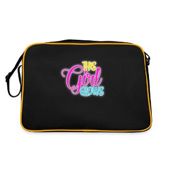 Glow Leuchten Girl Mädchen Party Neon Geschenk - Retro Tasche - Schwarz/Gold - Hinten