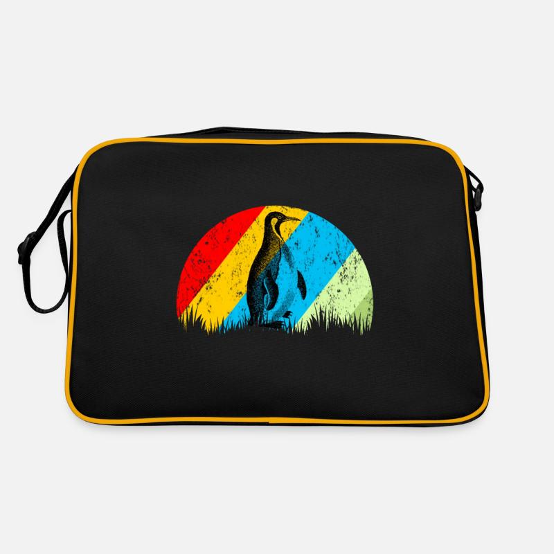 Pinguin Retro - Retro Tasche - Schwarz/Gold
