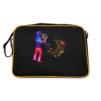 Musicien cor français Musicien corne chemise pour cor - Sac Retro - noir/or - Dos
