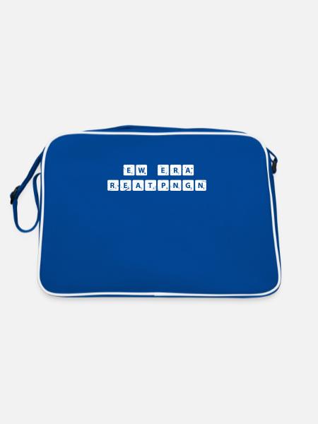 Schwangerschaft Schwanger Baby Babybauch Geschenk - Retro Tasche - Blau/Weiß - Hinten