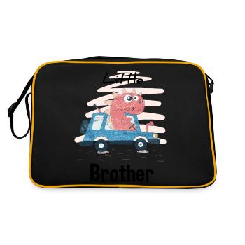 Little Brother - kleiner Bruder - Geschenk - Retro Tasche - Schwarz/Gold - Hinten