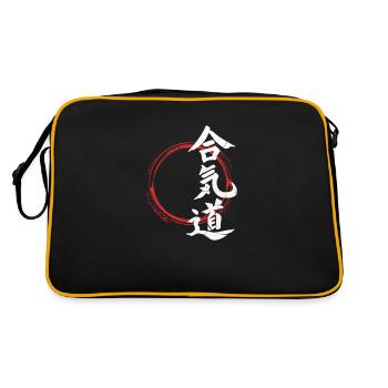 Aikido Kampfsport Kampfkunst Japan Geschenk - Retro Tasche - Schwarz/Gold - Hinten