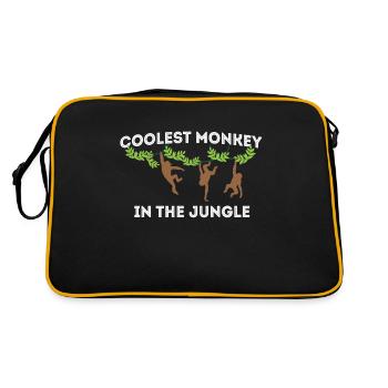 Cooler Affe Monkey - Retro Tasche - Schwarz/Gold - Hinten