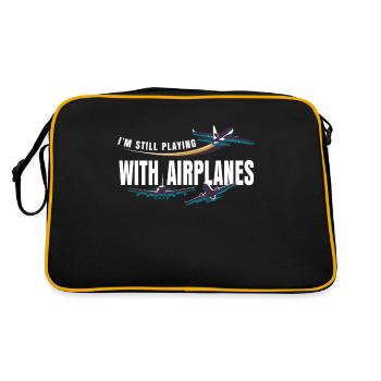 Flugzeug - Retro Tasche - Schwarz/Gold - Hinten