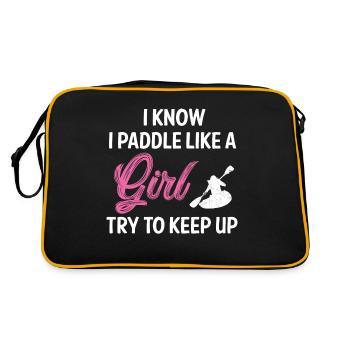 Kajakfahren paddeln Girl - Retro Tasche - Schwarz/Gold - Hinten