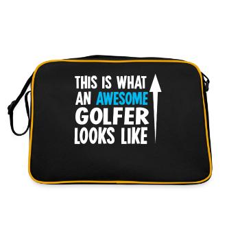 Golf golfen - Retro Tasche - Schwarz/Gold - Hinten