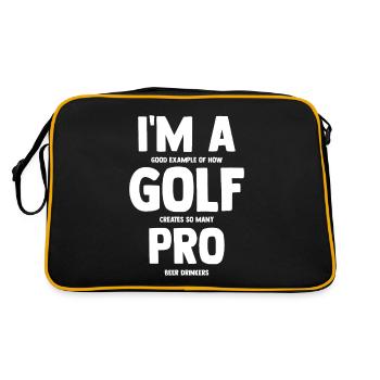 Golf golfen - Retro Tasche - Schwarz/Gold - Hinten