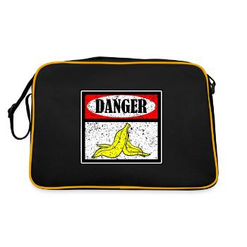 Danger Slippery Banana Banane - Retro Tasche - Schwarz/Gold - Hinten