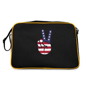 America Peace Peace Peace Sign Gift - Retro Bag - black/gold - Back