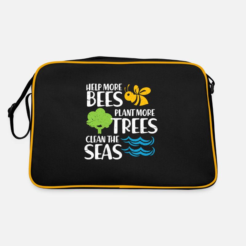 Naturschutz Umweltschutz Natur Bienen Geschenk - Retro Tasche - Schwarz/Gold