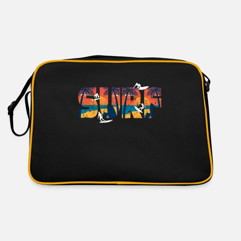 Surfen - Retro Tasche - Schwarz/Gold