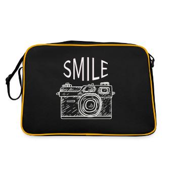Smile Fotoapparat Lustig Geschenkidee - Retro Tasche - Schwarz/Gold - Hinten