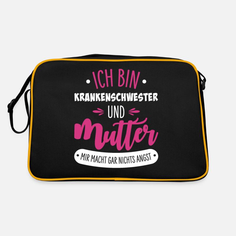 Krankenschwester Mama - Retro Tasche - Schwarz/Gold
