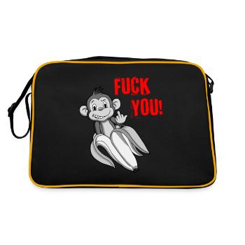 FUCK YOU MONKEY - Mittelfinger Affe - Retro Tasche - Schwarz/Gold - Hinten