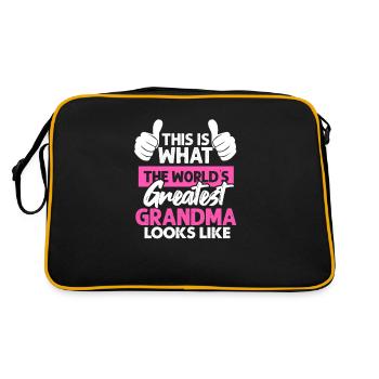 Großmutter Oma Grossmutter Enkel Mutter Geschenk - Retro Tasche - Schwarz/Gold - Hinten