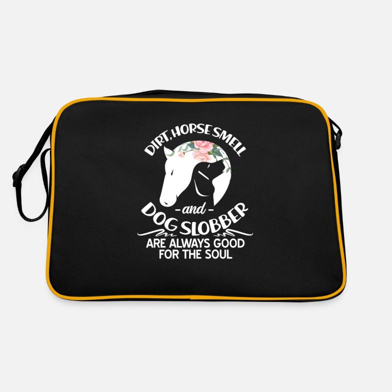 Pferd Hund - Retro Tasche - Schwarz/Gold