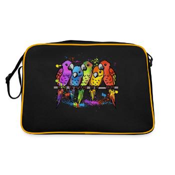 Bird Birds Budgie Budgies Gift - Sac Retro - noir/or - Dos