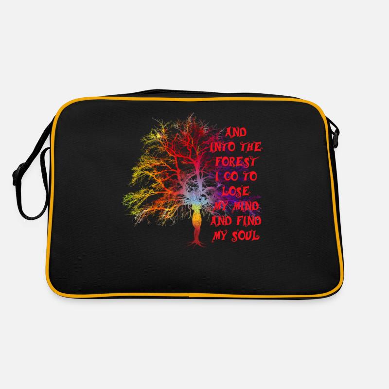 Gradient de forêt fantastique - Sac Retro - noir/or