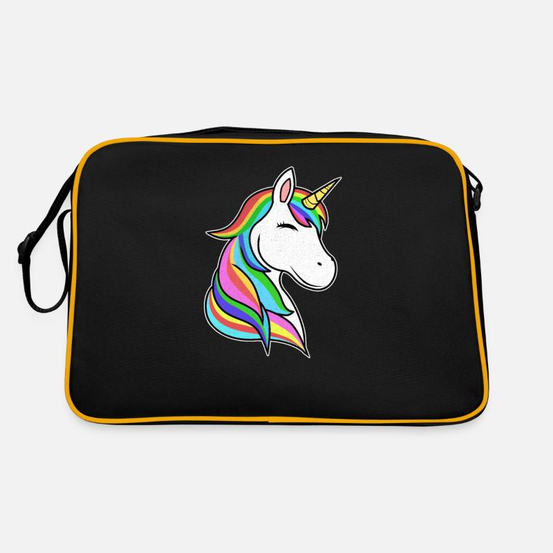 Einhorn Kopf Einhorn Fan - Retro Tasche - Schwarz/Gold