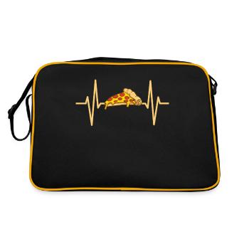 Battement de coeur cadeau pizza salami fromage Margherita - Sac Retro - noir/or - Dos