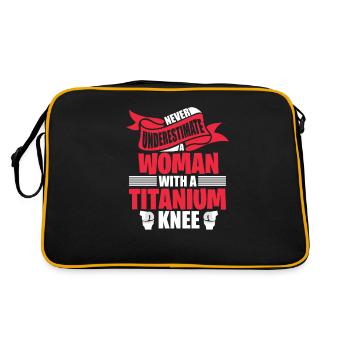 Knee surgery grandma grandmother titanium OP patient - Retro Bag - black/gold - Back