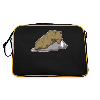 Brown Bear Bear Animal Zoo Animal Park Jungle Gift - Retro Bag - black/gold - Back