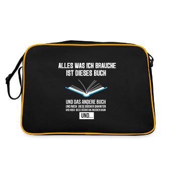 Alles Was Ich Brauche Dieses Buch Lesen Literatur - Retro Tasche - Schwarz/Gold - Hinten