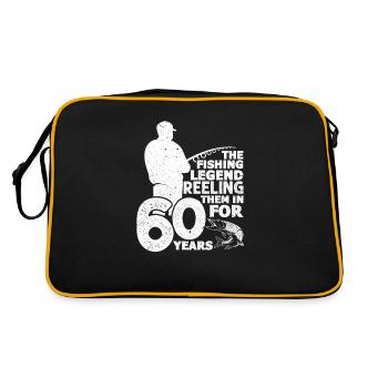 Angler 60 Jahre 60. Geburtstag Angeln Geschenk - Retro Tasche - Schwarz/Gold - Hinten