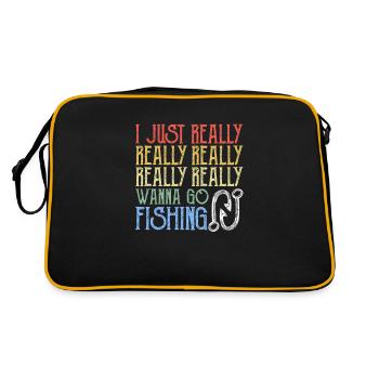 Cadeau de poisson pêcheur pêcheur pêche pêcheur - Sac Retro - noir/or - Dos