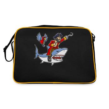 Cadeau de perroquet requin pirate requin pirate - Sac Retro - noir/or - Dos