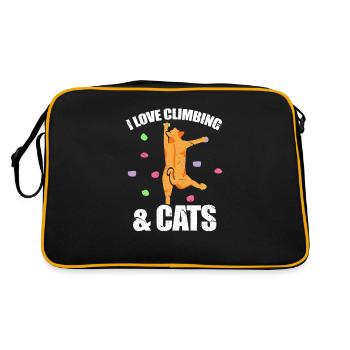 Climber bouldering climber climbing cat - Retro Bag - black/gold - Back