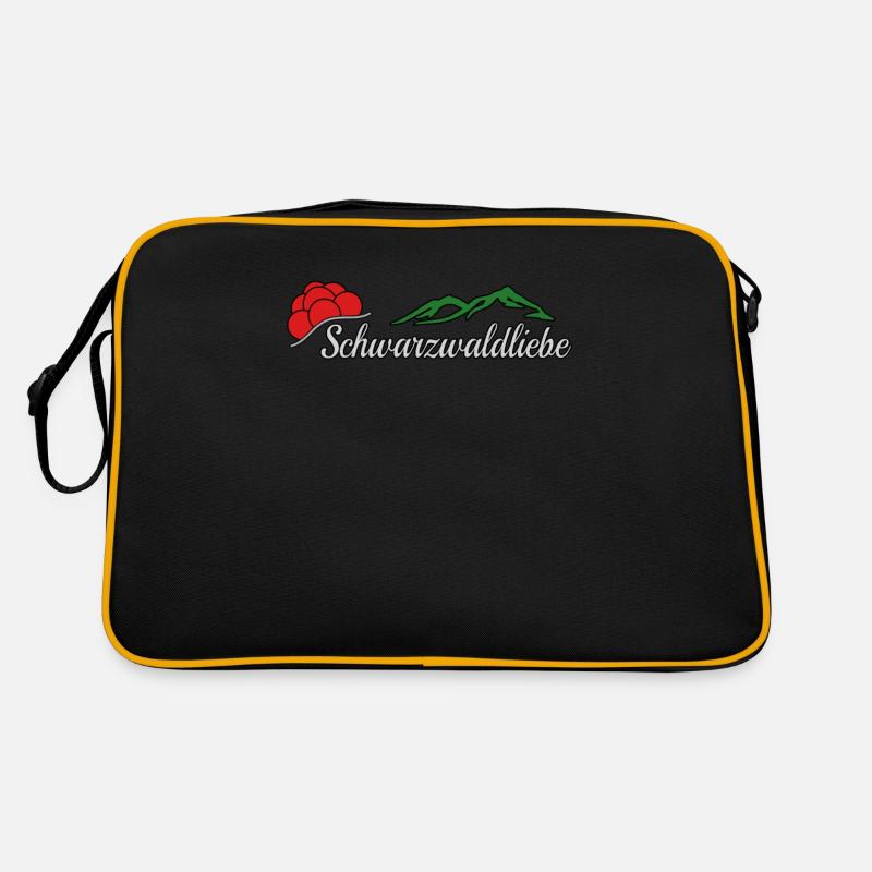 Schwarzwaldliebe Schwarzwald - Retro Tasche - Schwarz/Gold