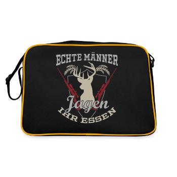 Jäger Jagd Essen Jagen Spruch Jagdbekleidung - Retro Tasche - Schwarz/Gold - Hinten