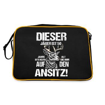 Jäger 50 Geburtstag Lustiger Spruch - Retro Tasche - Schwarz/Gold - Hinten