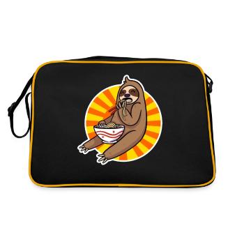 Kawaii Paresseux Manger Des Nouilles Ramen - Sac Retro - noir/or - Dos