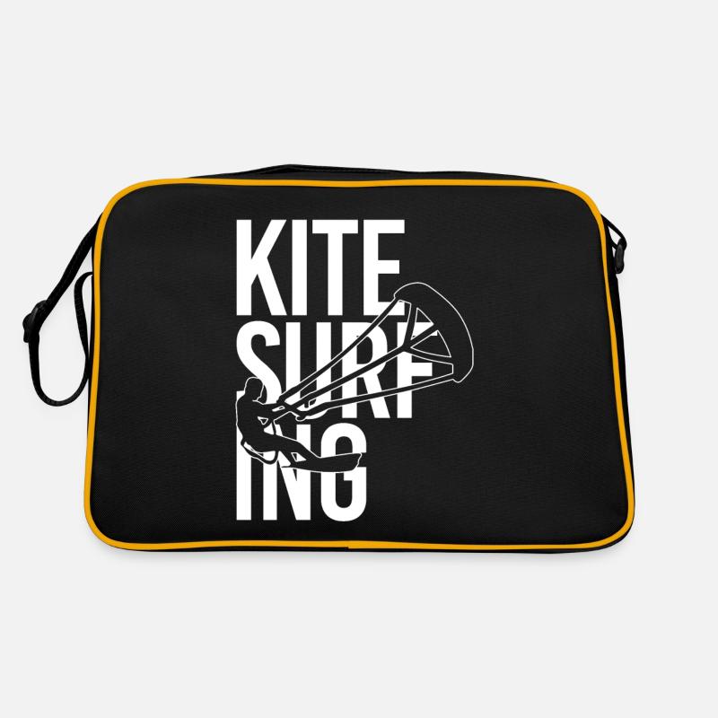 Kite Surfing - Kitesurfen - Retro Tasche - Schwarz/Gold