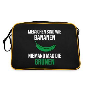 Anti Grün Partei Politik Lustiger Spruch Geschenk - Retro Tasche - Schwarz/Gold - Hinten