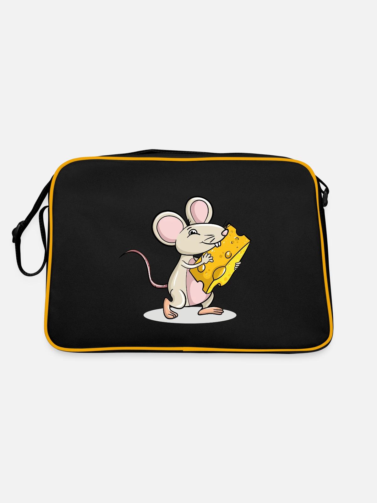 Souris tenant le fromage - Sac Retro - noir/or - Dos