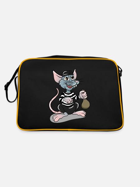 Dieb Ratte - Retro Tasche - Schwarz/Gold - Hinten