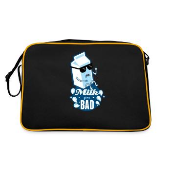 Milch ist Schlecht Milk Gone Bad Lustiges Shirt - Retro Tasche - Schwarz/Gold - Hinten