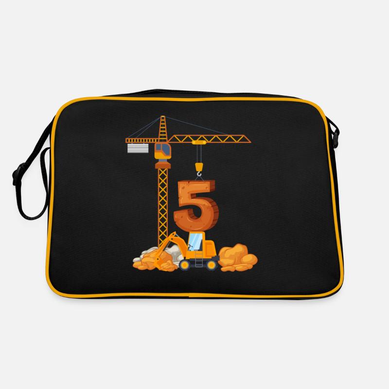 Bagger Geburtstagsgeschenk 5 Jahre Baustelle Retro Tasche
