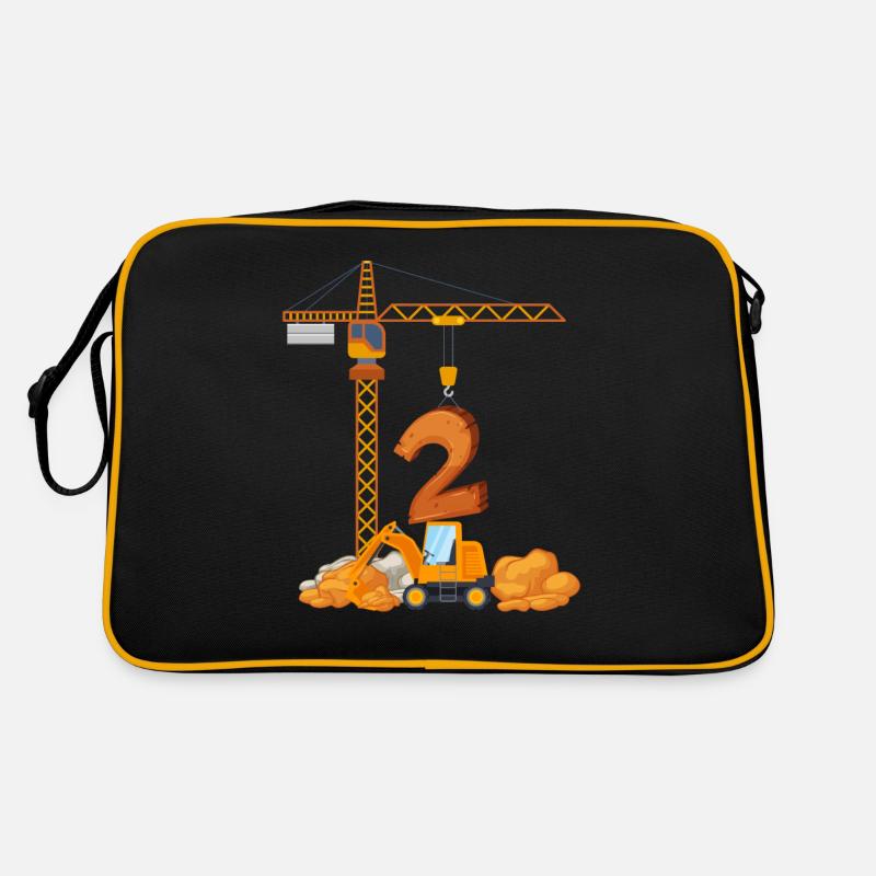 Bagger Geburtstagsgeschenk 2 Jahre Baustelle Retro Tasche