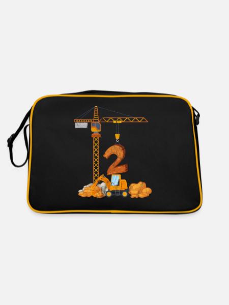 Excavator birthday present for the 2nd birthday - Retro Bag - black/gold - Back