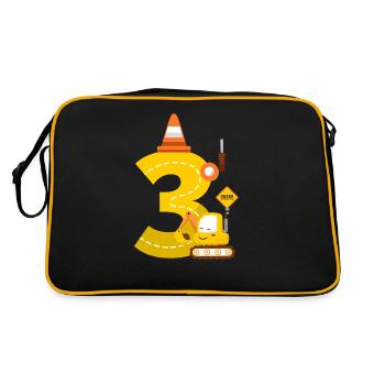 Excavator birthday present 3 years construction site - Retro Bag - black/gold - Back