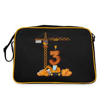 Excavator birthday present 3 years construction site - Retro Bag - black/gold - Back