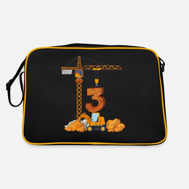Bagger Geburtstagsgeschenk 3 Jahre Baustelle Retro Tasche