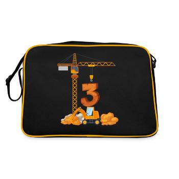 Excavator birthday present 3 years construction site - Retro Bag - black/gold - Back